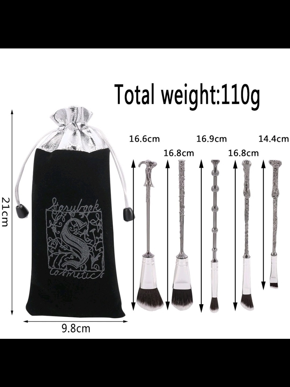 Storybook Cosmetics Original Storybook Wands 5 Piece Brush Set w/ Velvet Pouch - Picture 14 of 14